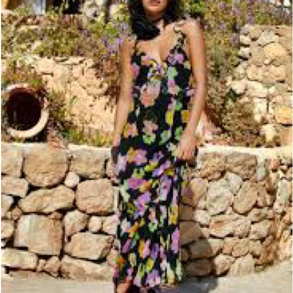 Lush Black Floral Maxi Dress - Picture 2 of 5